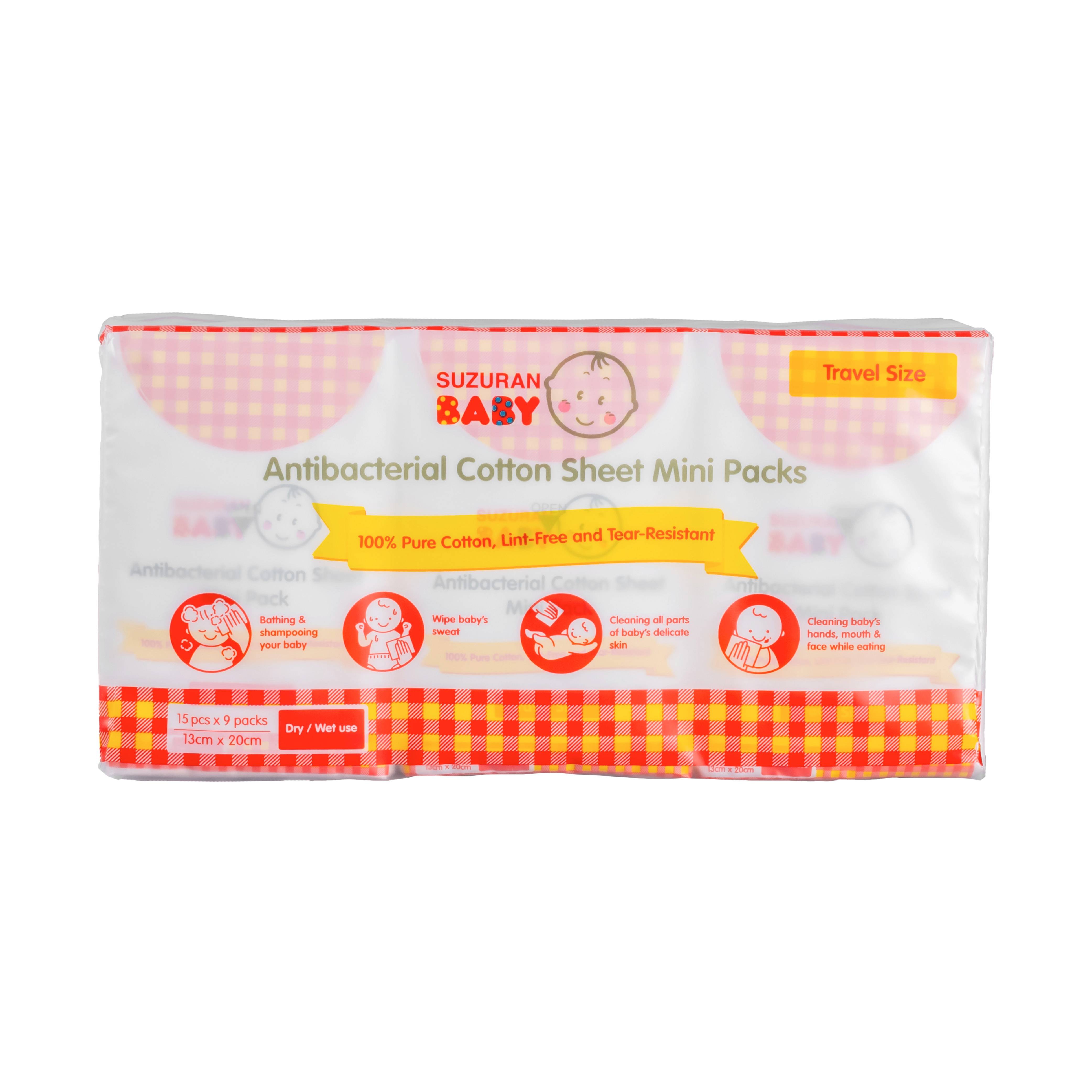 Antibacterial Cotton Sheet Mini Pack 15pcs - 9 pkts